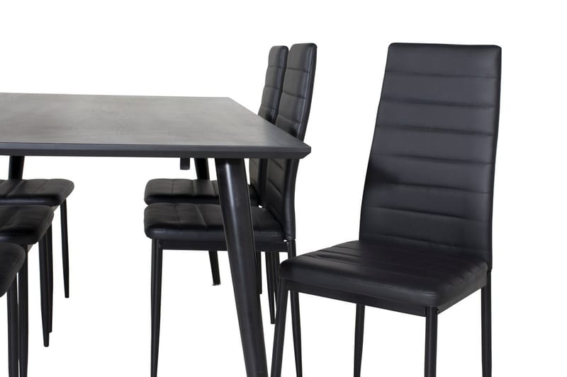 Rektangulär matgrupp Venture Home Svart Svart 6st - Møbler - Borde - Spisebordssæt