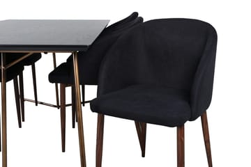 Rektangulär matgrupp Venture Home Svart Svart 6st - Møbler - Borde - Spisebordssæt