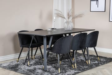 Rektangulär matgrupp Venture Home Svart Svart 6st - Møbler - Borde - Spisebordssæt