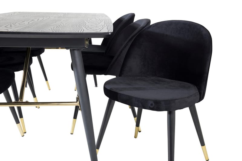 Rektangulär matgrupp Venture Home Svart Svart 6st - Møbler - Borde - Spisebordssæt