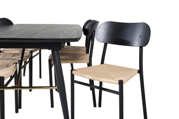 Rektangulär matgrupp Venture Home Svart Svart 6st - Møbler - Borde - Spisebordssæt