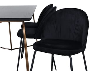 Rektangulär matgrupp Venture Home Svart Svart 6st - Møbler - Borde - Spisebordssæt
