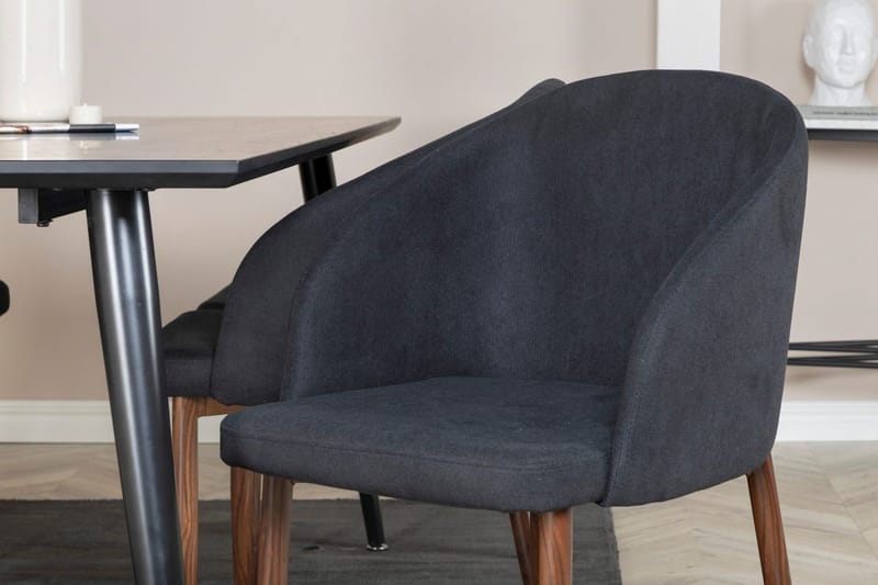 Rektangulär matgrupp Venture Home Svart Svart 6st - Møbler - Borde - Spisebordssæt