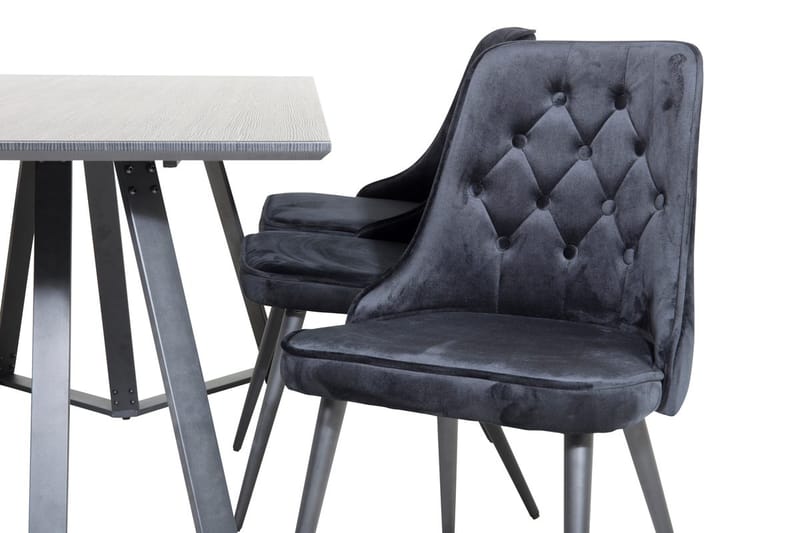 Rektangulär matgrupp Venture Home Svart Svart 6st - Møbler - Borde - Spisebordssæt