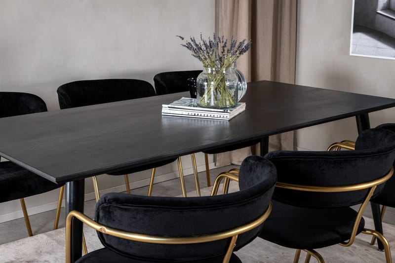 Rektangulär matgrupp Venture Home Svart Svart Mässing - Møbler - Borde - Spisebordssæt