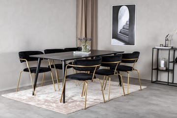 Rektangulär matgrupp Venture Home Svart Svart Mässing - Møbler - Borde - Spisebordssæt