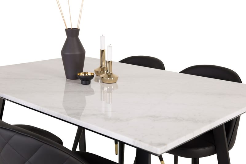 Rektangulär matgrupp Venture Home Svart Svart - Møbler - Borde - Spisebordssæt