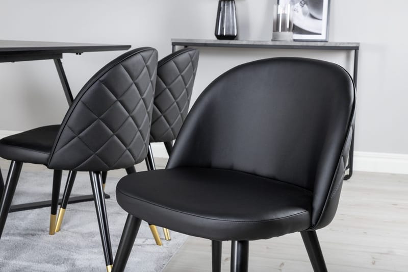 Rektangulär matgrupp Venture Home Svart Svart - Møbler - Borde - Spisebordssæt