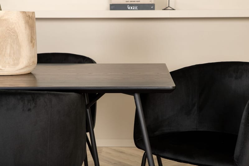 Rektangulär matgrupp Venture Home Svart Svart - Møbler - Borde - Spisebordssæt