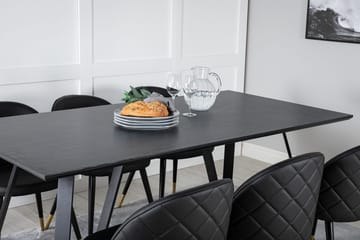 Rektangulär matgrupp Venture Home Svart Svart - Møbler - Borde - Spisebordssæt