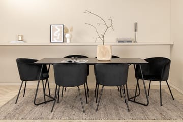 Rektangulär matgrupp Venture Home Svart Svart - Møbler - Borde - Spisebordssæt