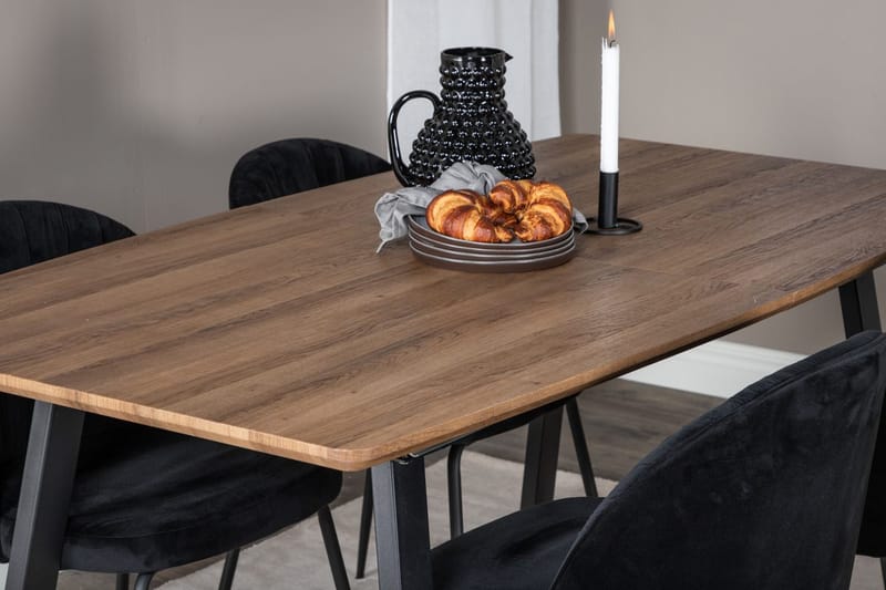 Rektangulär matgrupp Venture Home Svart Valnöt 4st - Møbler - Borde - Spisebordssæt