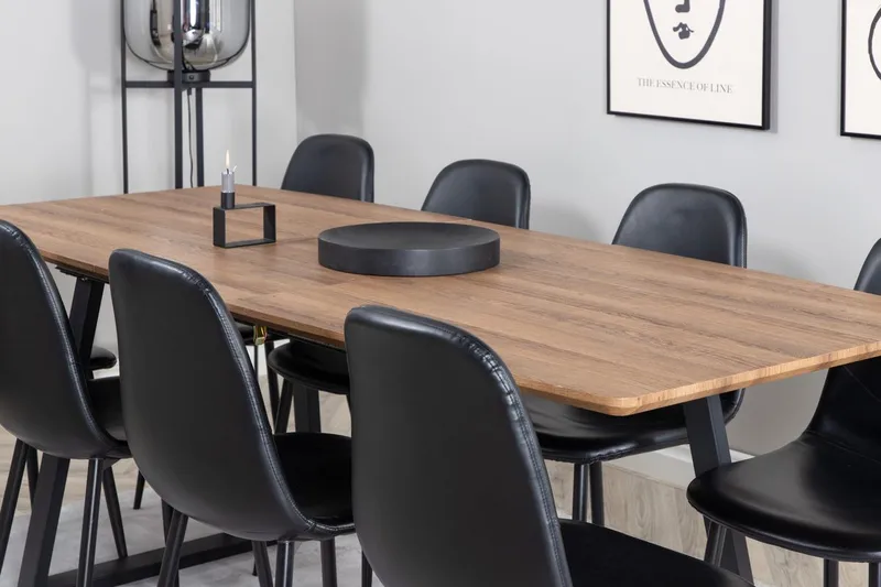 Rektangulär matgrupp Venture Home Svart Valnöt 8st - Møbler - Borde - Spisebordssæt
