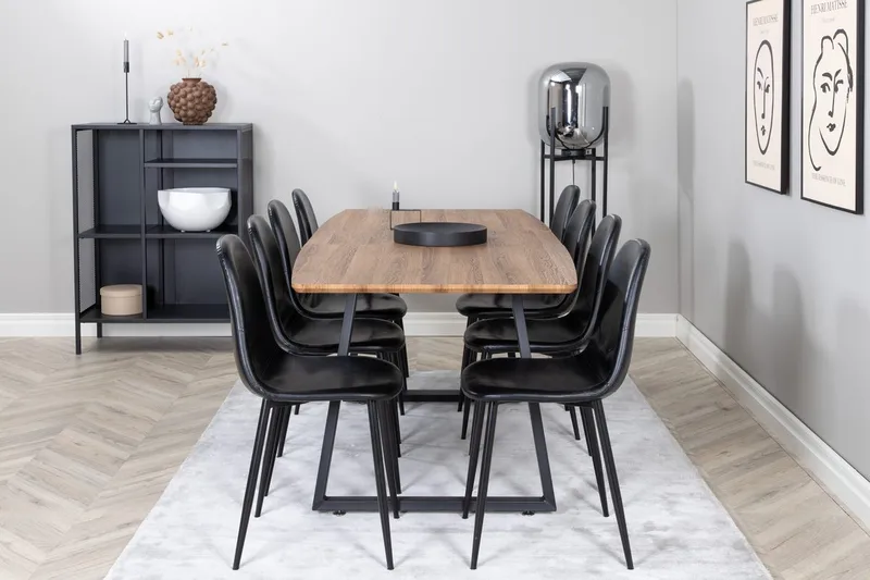 Rektangulär matgrupp Venture Home Svart Valnöt 8st - Møbler - Borde - Spisebordssæt