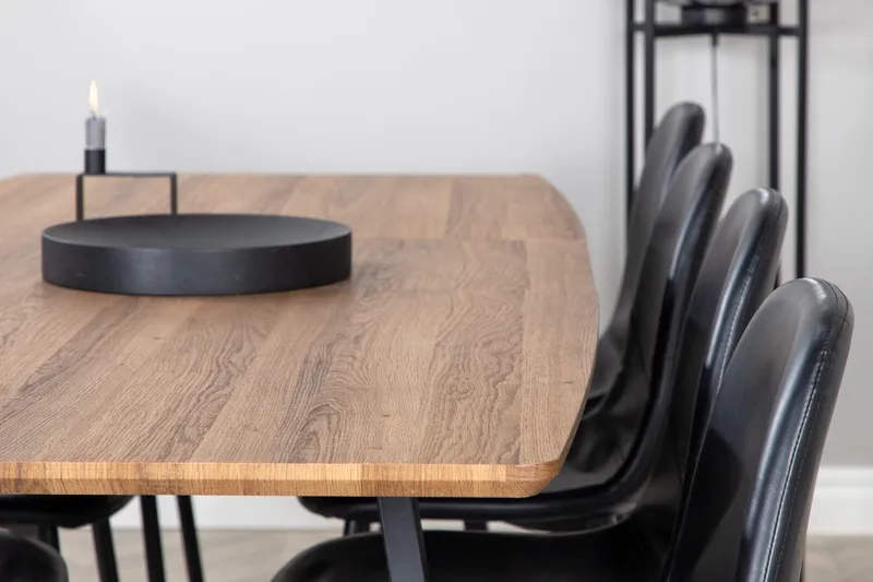 Rektangulär matgrupp Venture Home Svart Valnöt 8st - Møbler - Borde - Spisebordssæt
