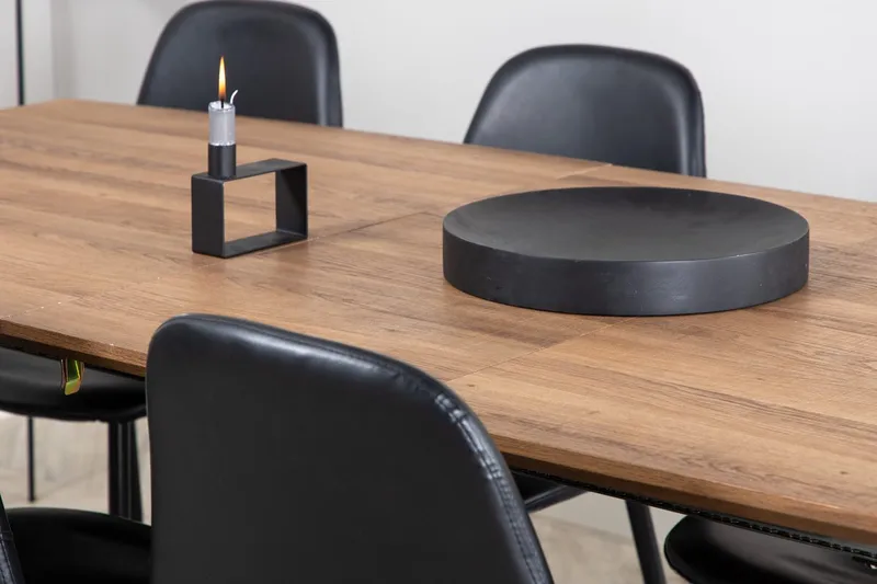 Rektangulär matgrupp Venture Home Svart Valnöt 8st - Møbler - Borde - Spisebordssæt