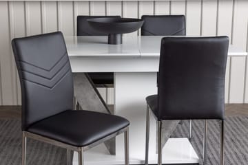 Rektangulär matgrupp Venture Home Svart Vit 4st - Møbler - Borde - Spisebordssæt