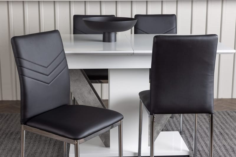 Rektangulär matgrupp Venture Home Svart Vit 4st - Møbler - Borde - Spisebordssæt