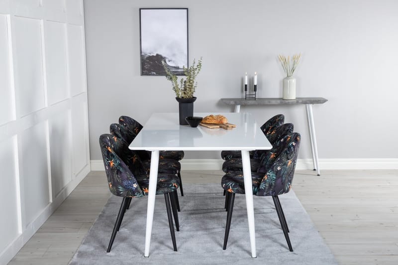 Rektangulär matgrupp Venture Home Svart Vit 6st - Møbler - Borde - Spisebordssæt
