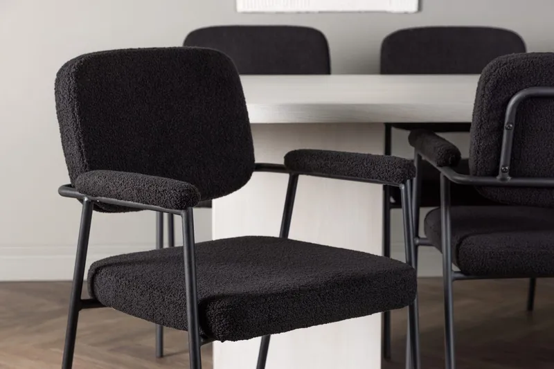 Rektangulär matgrupp Venture Home Svart Vit 6st - Møbler - Borde - Spisebordssæt