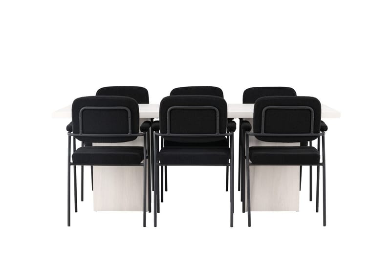 Rektangulär matgrupp Venture Home Svart Vit 6st - Møbler - Borde - Spisebordssæt