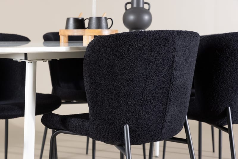 Rektangulär matgrupp Venture Home Svart Vit 6st - Møbler - Borde - Spisebordssæt