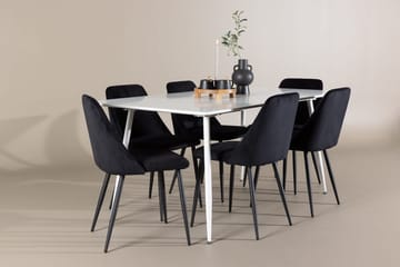 Rektangulär matgrupp Venture Home Svart Vit 6st - Møbler - Borde - Spisebordssæt