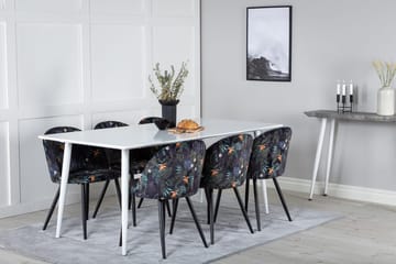 Rektangulär matgrupp Venture Home Svart Vit 6st - Møbler - Borde - Spisebordssæt