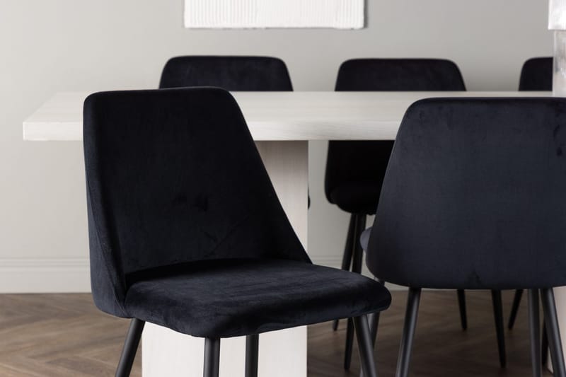 Rektangulär matgrupp Venture Home Svart Vit 6st - Møbler - Borde - Spisebordssæt