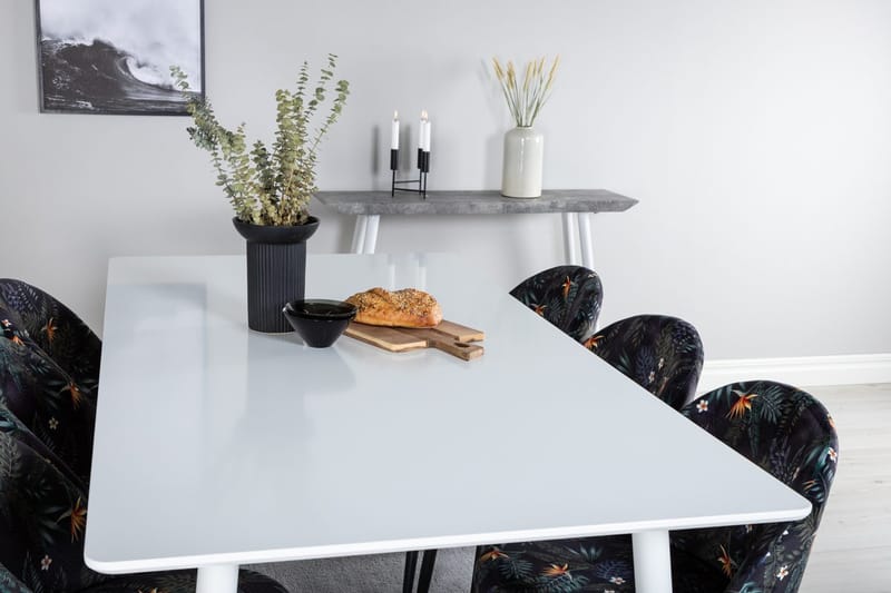 Rektangulär matgrupp Venture Home Svart Vit 6st - Møbler - Borde - Spisebordssæt