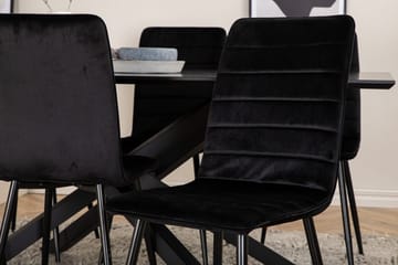 Rektangulär matgrupp Venture Home Svart - Møbler - Borde - Spisebordssæt