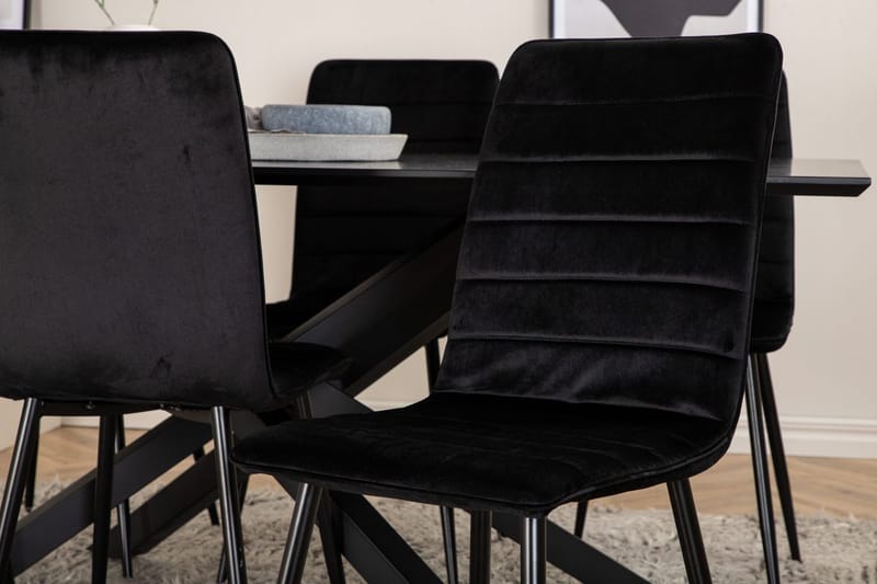 Rektangulär matgrupp Venture Home Svart - Møbler - Borde - Spisebordssæt