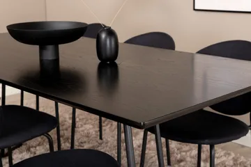 Rektangulär matgrupp Venture Home Svart - Møbler - Borde - Spisebordssæt