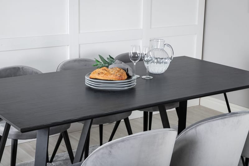 Rektangulär matgrupp Venture Home Svart - Møbler - Borde - Spisebordssæt
