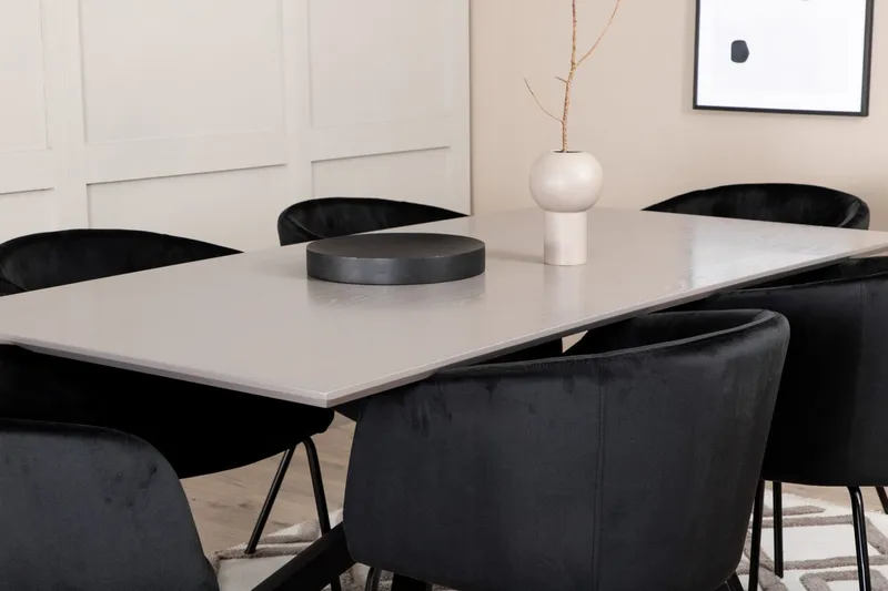 Rektangulär matgrupp Venture Home Svart - Møbler - Borde - Spisebordssæt