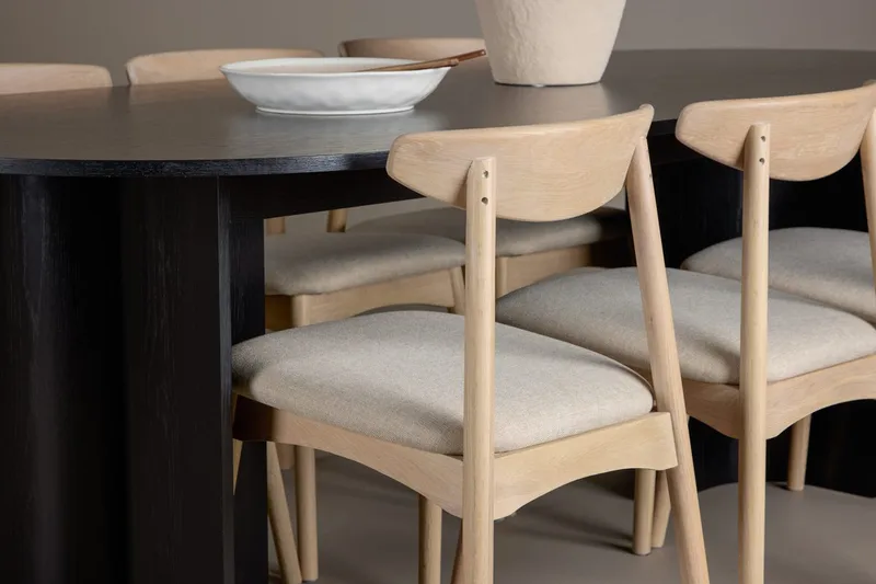 Rektangulär matgrupp Venture Home Svart - Møbler - Borde - Spisebordssæt
