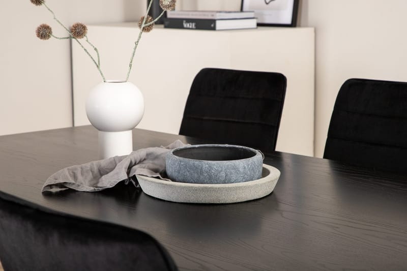 Rektangulär matgrupp Venture Home Svart - Møbler - Borde - Spisebordssæt
