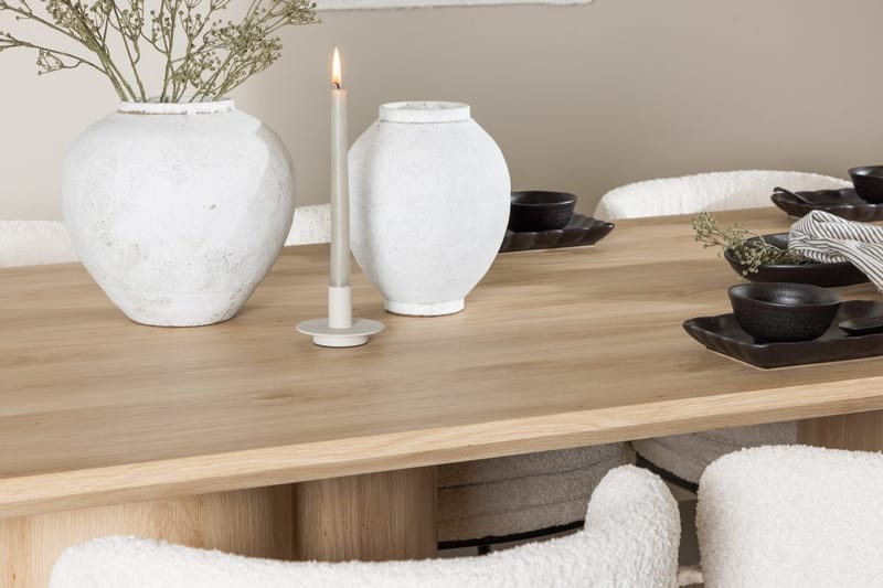 Rektangulär matgrupp Venture Home Vit Beige 6st - Møbler - Borde - Spisebordssæt