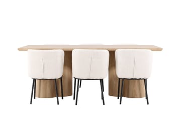 Rektangulär matgrupp Venture Home Vit Beige 6st - Møbler - Borde - Spisebordssæt
