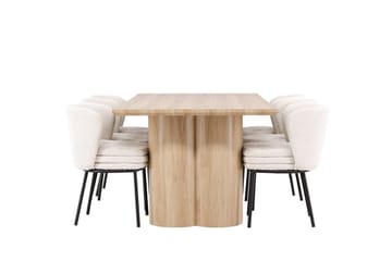 Rektangulär matgrupp Venture Home Vit Beige 6st - Møbler - Borde - Spisebordssæt