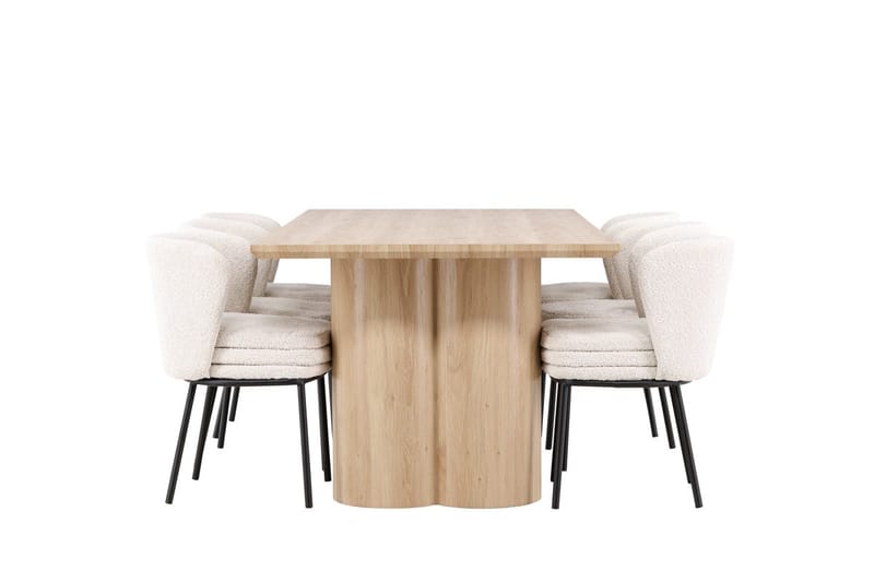 Rektangulär matgrupp Venture Home Vit Beige 6st - Møbler - Borde - Spisebordssæt