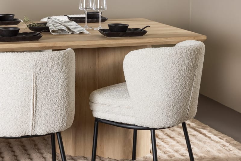 Rektangulär matgrupp Venture Home Vit Beige 6st - Møbler - Borde - Spisebordssæt