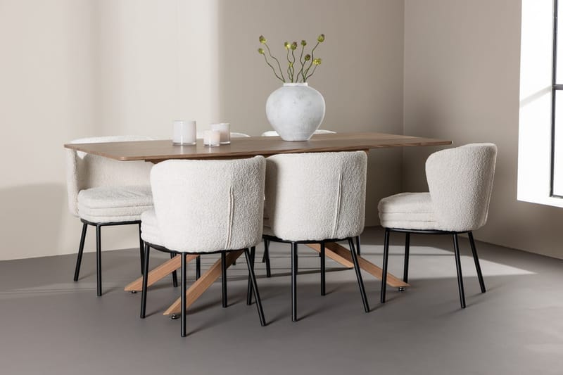 Rektangulär matgrupp Venture Home Vit Mocka 6st