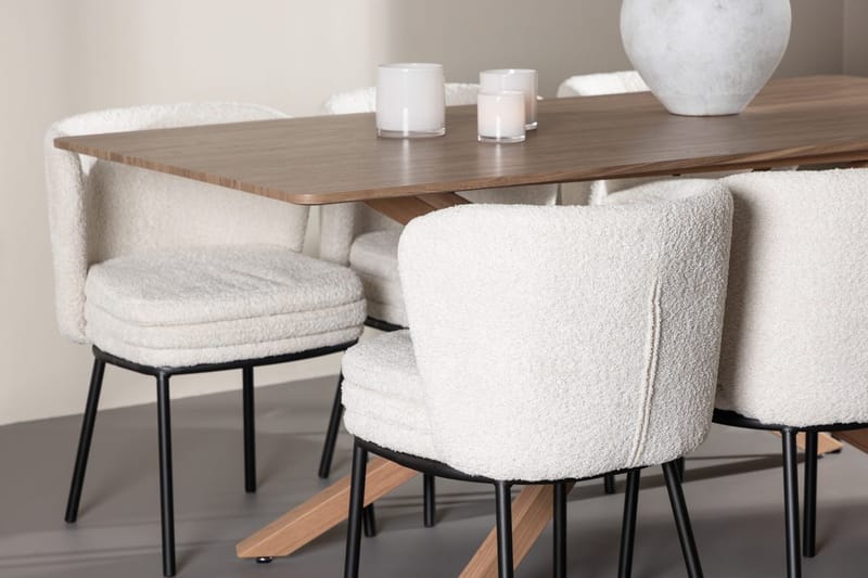 Rektangulär matgrupp Venture Home Vit Mocka 6st - Møbler - Borde - Spisebordssæt
