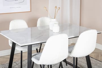 Rektangulär matgrupp Venture Home Vit Svart 4st - Møbler - Borde - Spisebordssæt