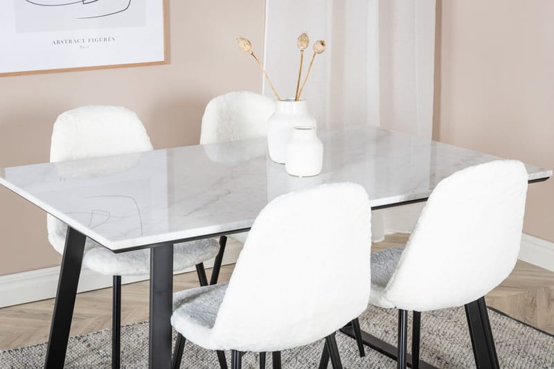 Rektangulär matgrupp Venture Home Vit Svart 4st - Møbler - Borde - Spisebordssæt