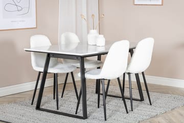 Rektangulär matgrupp Venture Home Vit Svart 4st - Møbler - Borde - Spisebordssæt