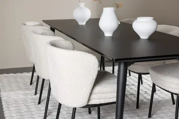 Rektangulär matgrupp Venture Home Vit Svart 6st - Møbler - Borde - Spisebordssæt