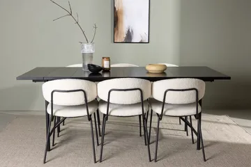 Rektangulär matgrupp Venture Home Vit Svart 6st - Møbler - Borde - Spisebordssæt