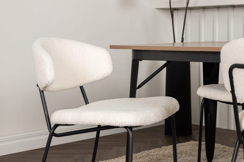 Rektangulär matgrupp Venture Home Vit Valnöt 4st - Møbler - Borde - Spisebordssæt